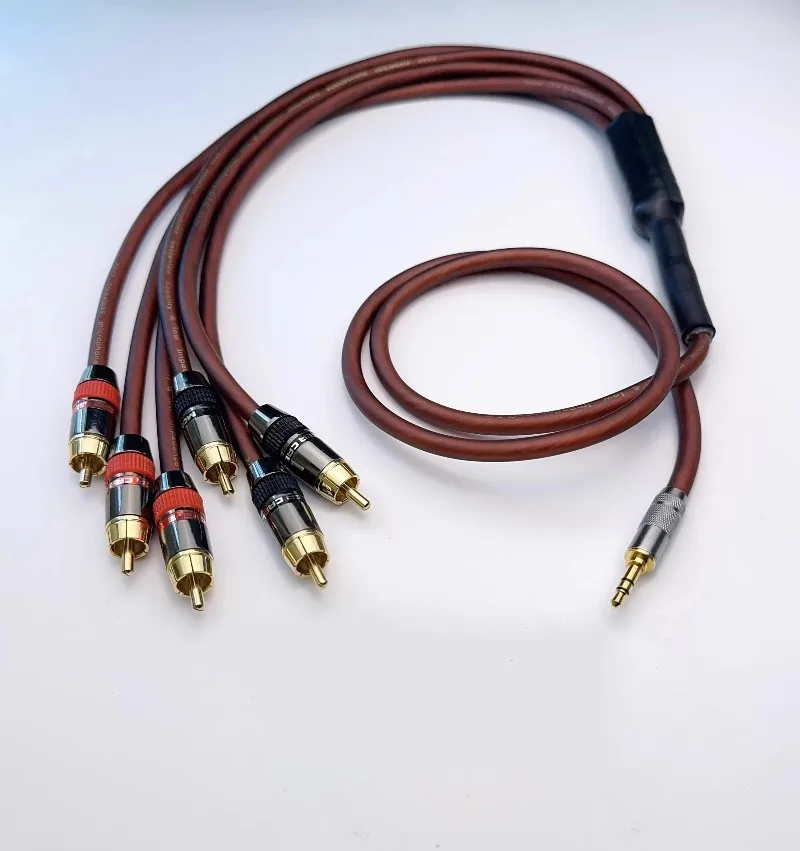 HIFI OFC 3.5mm To 6 RCA Male Audio Cable For Mobile Phone Computer 5.1 Speaker Amplifier AC-3 Connection Cord