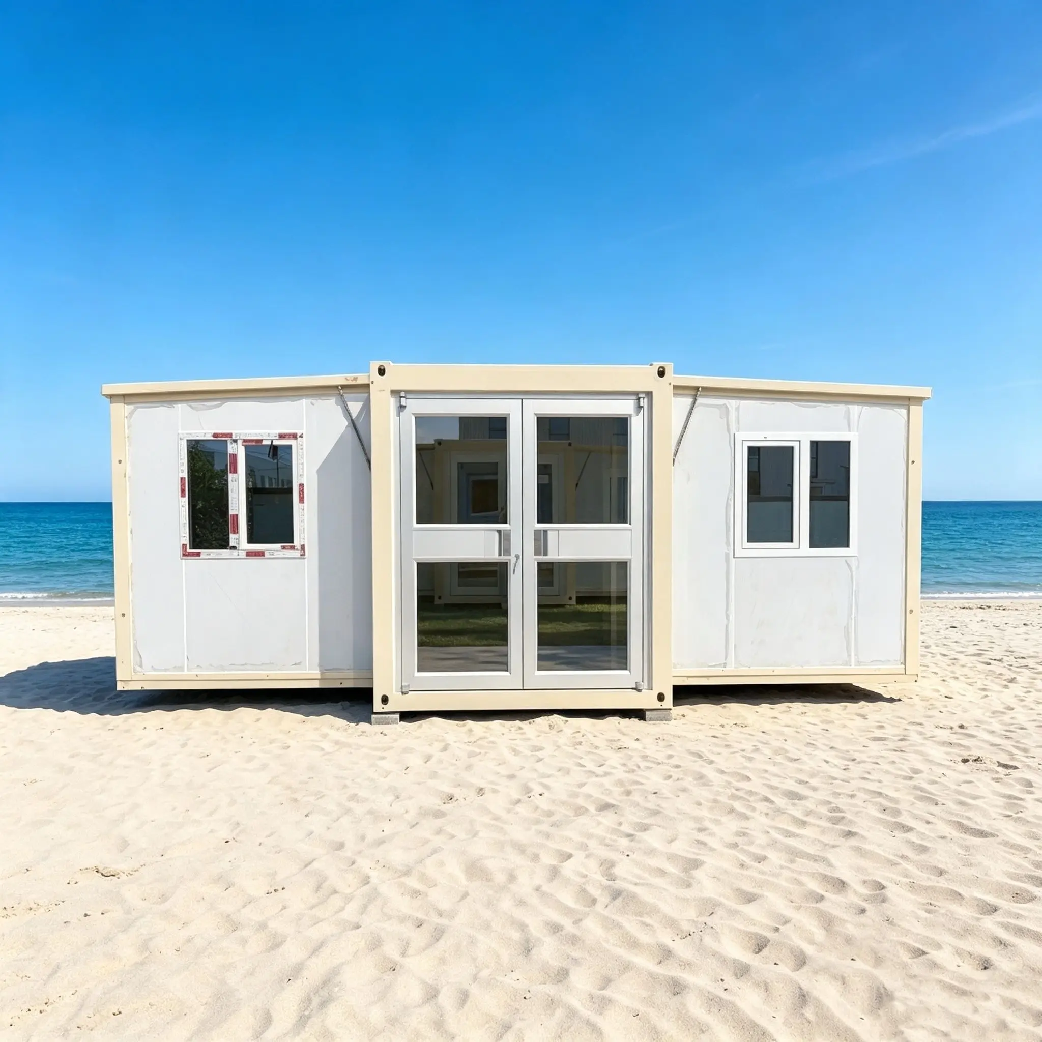 Latest Design Wood Grain Color Aluminum Alloy Container Beach Casual Style Container House Easy Installation Removable House