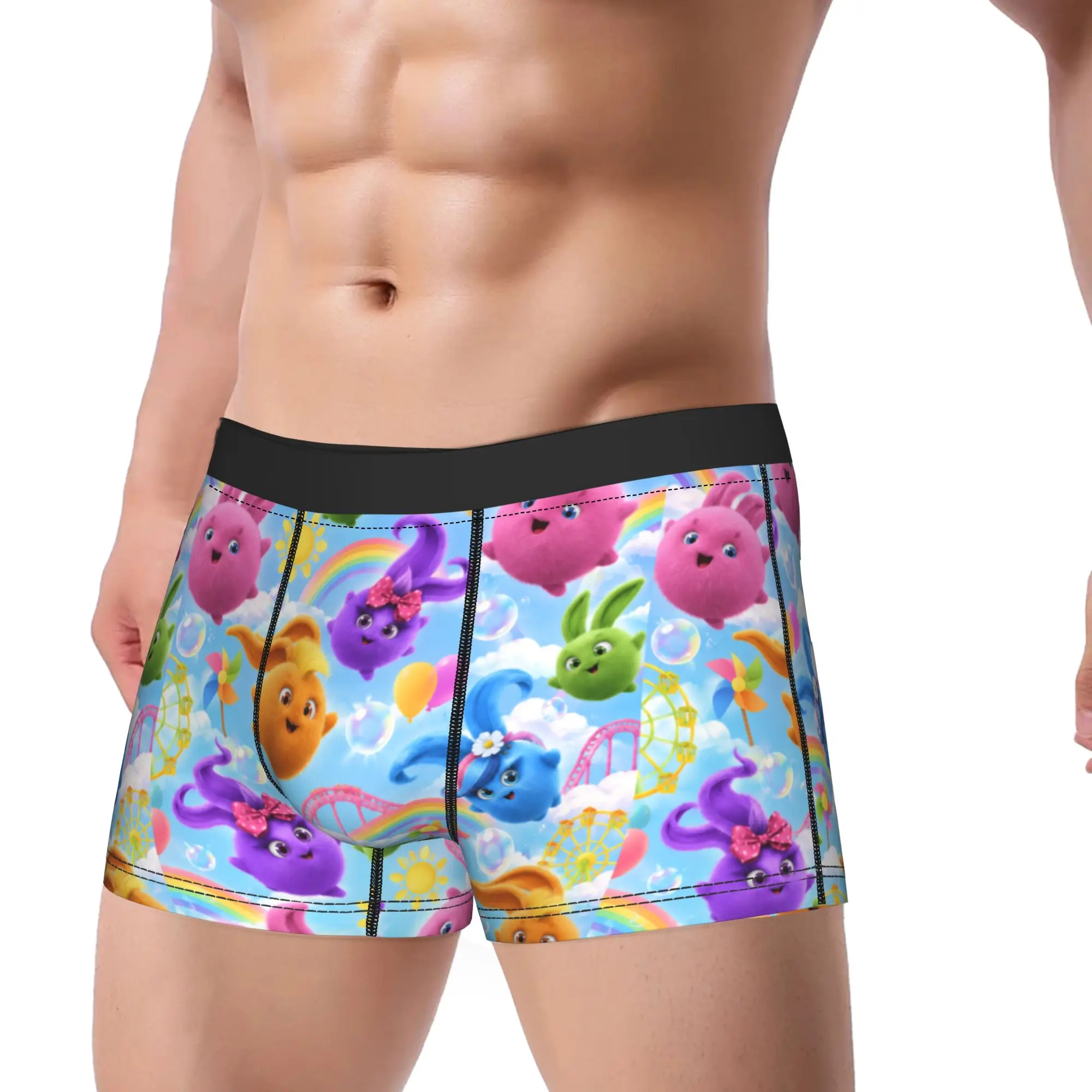 Sunny Bunnies Rainbow Balls Underwear  Comfortable Panties Custom DIY Shorts Briefs For Men Pouch Oversize Boxershorts