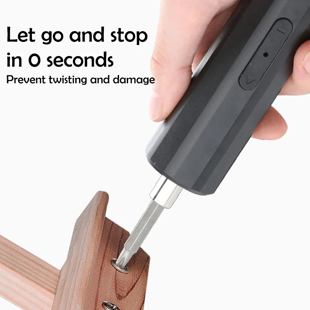 Mini Portable Electric Screwdriver USB Rechargeable Cordless Screwdriver with 2 Drill Bits Practical Power Tool for Home Repair