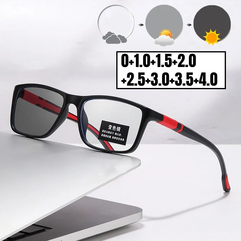 Fashion Bifocal Photochromic Glasses Outdoor Color Changing Near Far Eyeglasses Trendy New Stylish Reading Glasses for Men Women