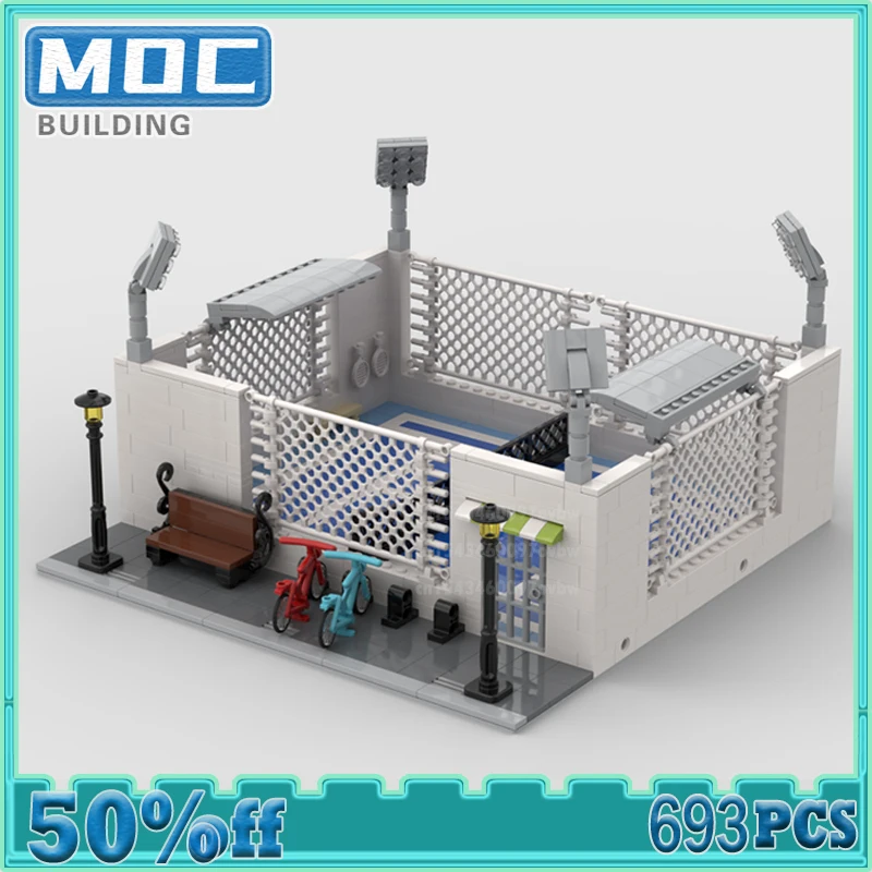 

Street View Modular Tennis Court MOC Building Blocks Display Model DIY Scence Architecture Creative Bricks Toys Birthday Gift