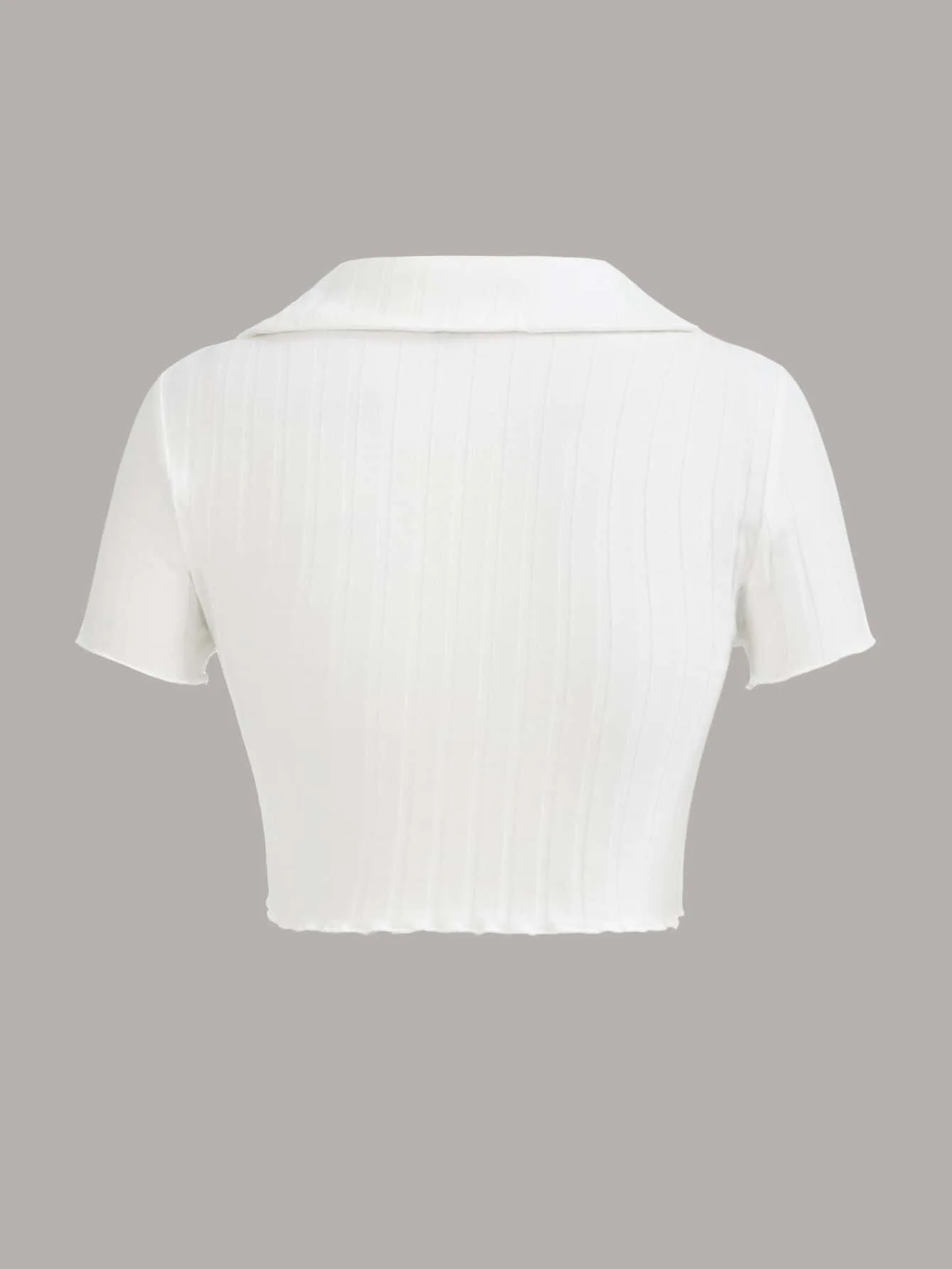 Solid Color V-Neck Short Sleeve Top with Waist-Cinching Knot Short Length Trendy Open Cardigan for Women