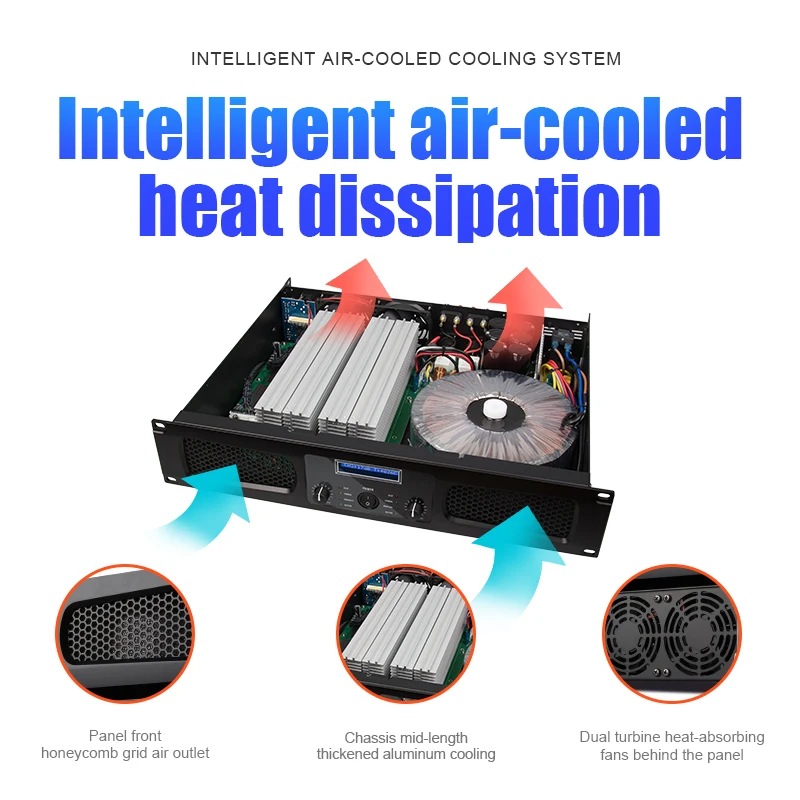 MA1000 Professional Sound System 2 Channel Power Amplifier 1000W*2 for Concerts Sound Stage Performance