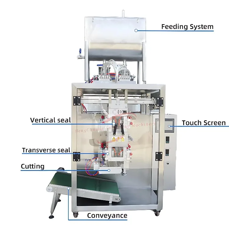 High-Speed SS304 10 Column 4 Side Seal Liquid Packing Machine for Ketchup Sauce Sachet Packaging