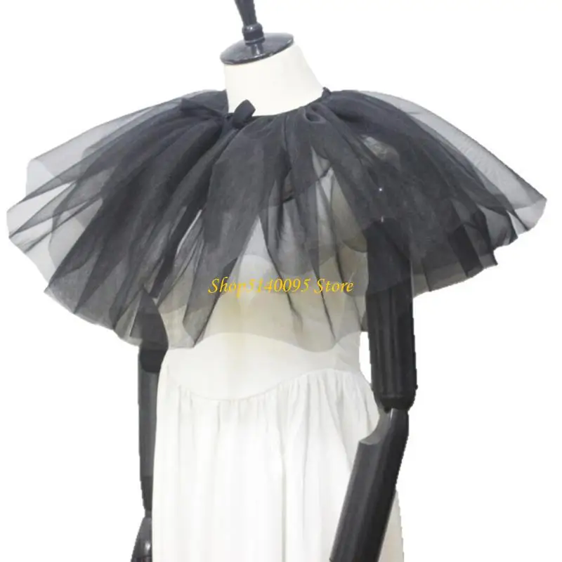 DXAE Collar tul estilo corte, accesorio disfraz, cuello con gorguera para mujer, evento festivo