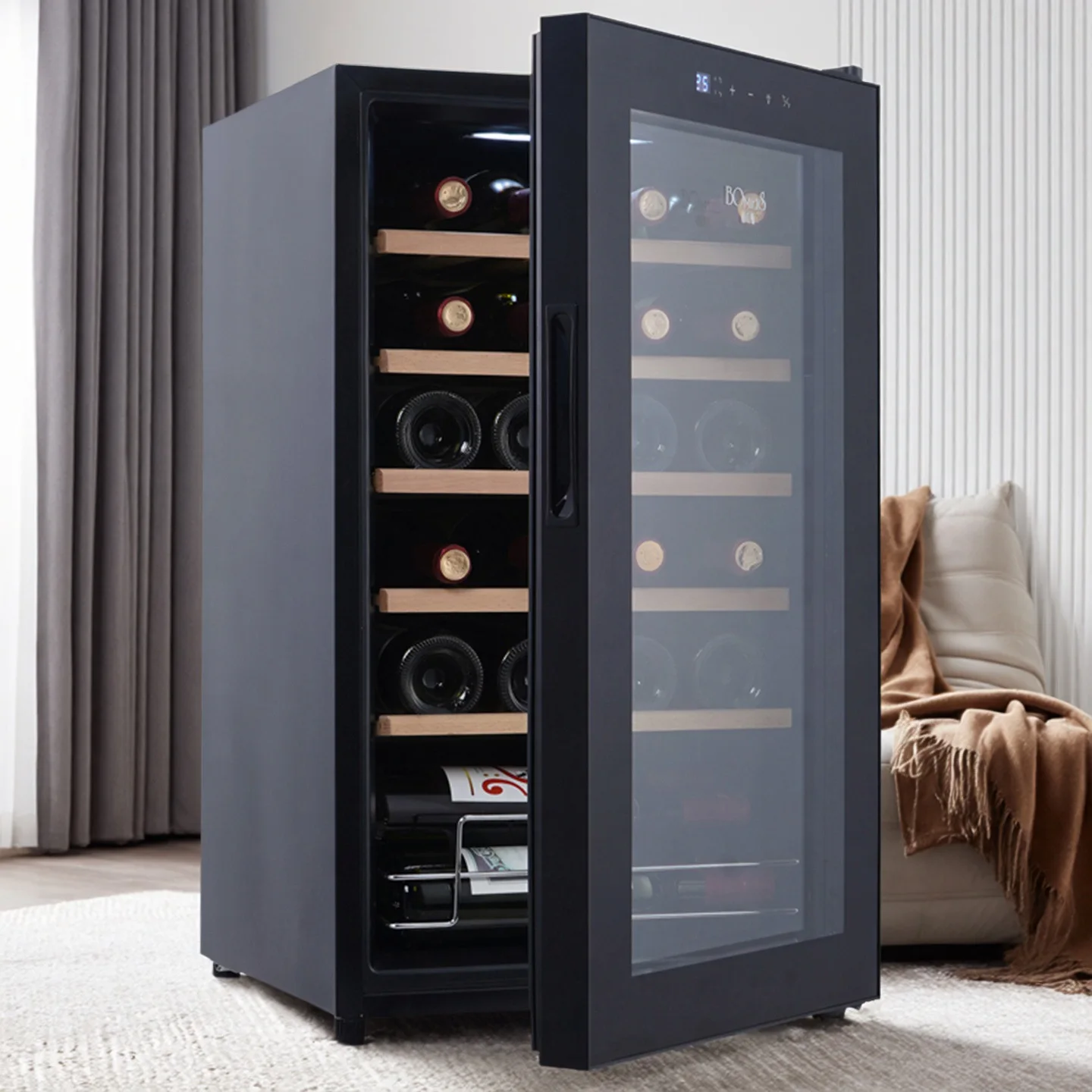 24 Bottle Wine Cooler, Compressor Cooling Wine Fridge, Constant Temperature Wine Cabinet with Air Cooling for Home Use