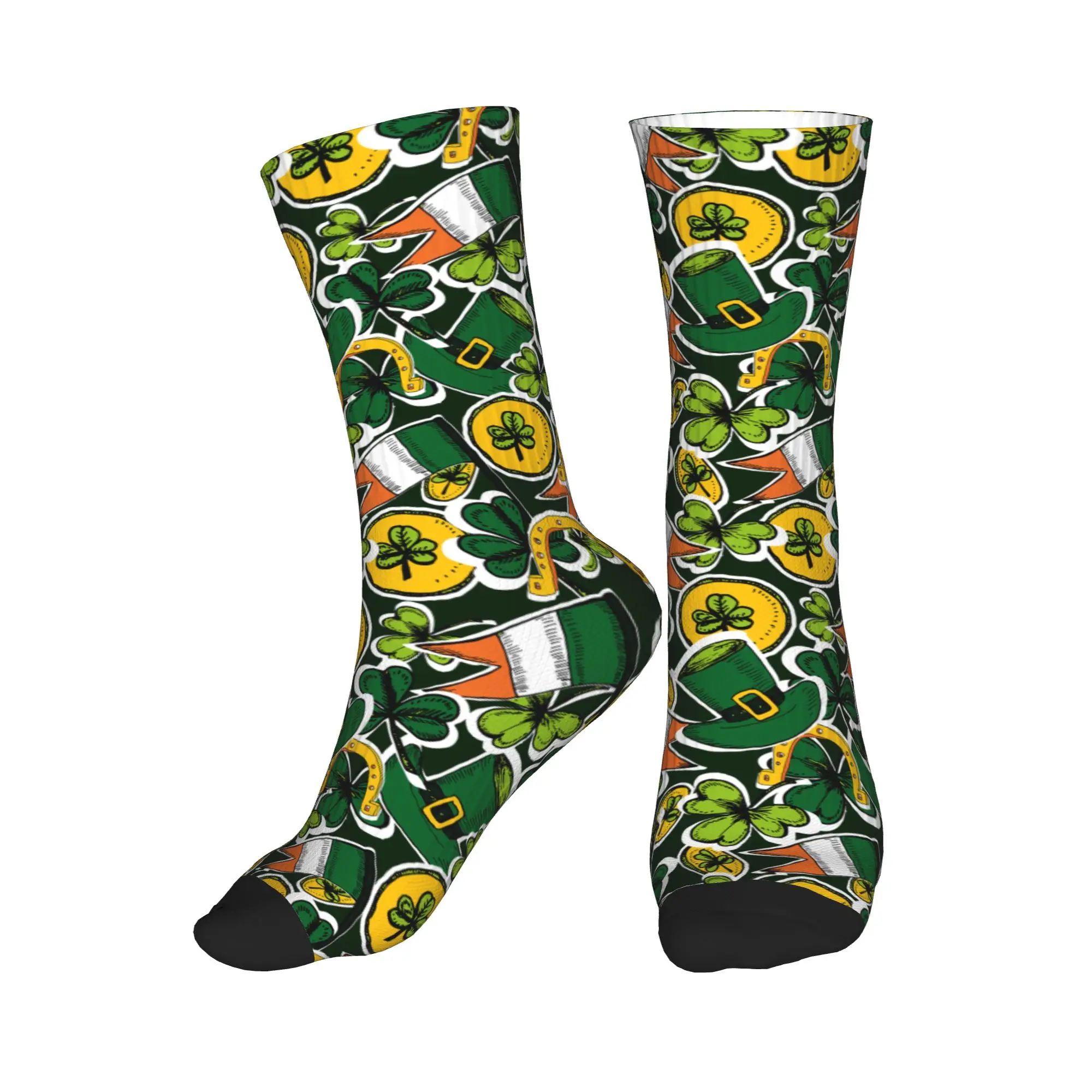 

Irish Flag St Patrick's Day Shamrock Clover Leaf Dress Socks Mens Womens Warm Fashion Crew Socks