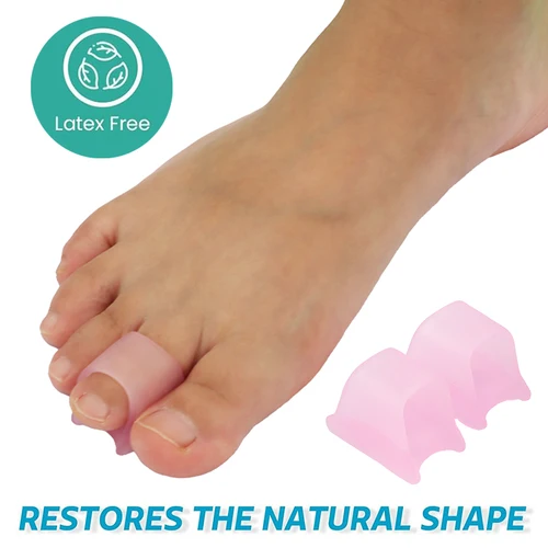 Imagen 2 del producto Pexmen 2/4 Uds Corrector de punta de martillo férulas para dedos de los pies alisadores de dedos de Gel suave realizando garra torcida doblada y dedos de martillo