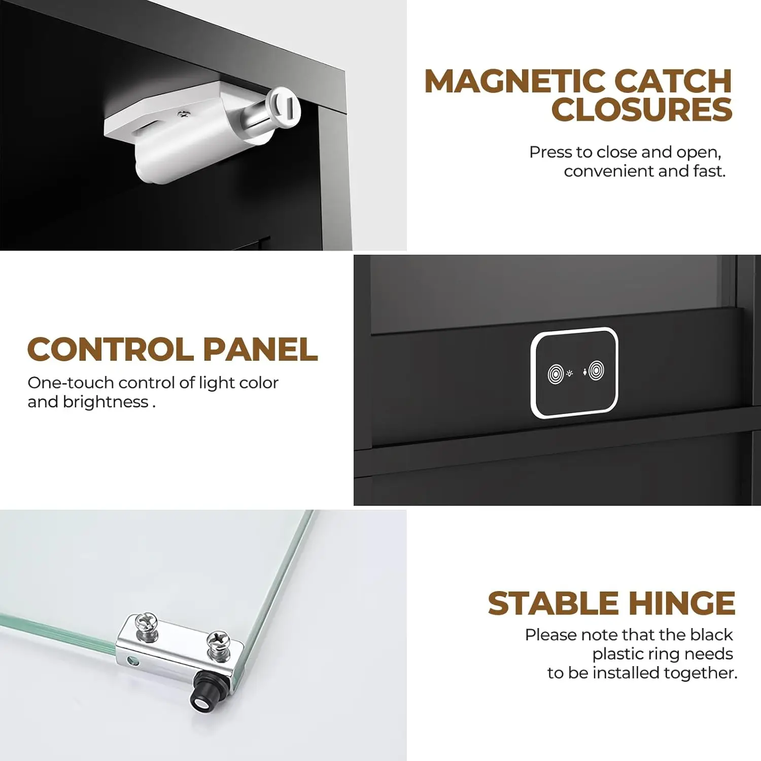 خزانة عرض زجاجية، خزائن تحف من 4 طبقات مع 3 أضواء ملونة للمقتنيات، خزانة تخزين مع باب، علبة عرض زجاجية