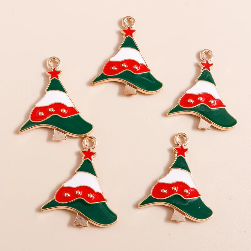 20 Stück 21x26mm Niedliche Emaille-Weihnachtsbaum-Anhänger für Schmuckherstellung, Ohrringe, Halsketten, Armbänder, DIY-Bastelzubehör – Detail 4
