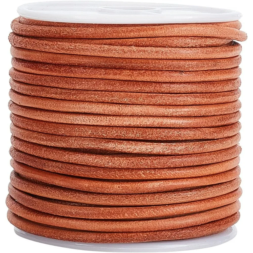 

21.9 Yards Genuine Round Leather String Cord 2.6mm Rope for Jewelry BurlyWood Color Leather String Cord for Jewelry Making Kit