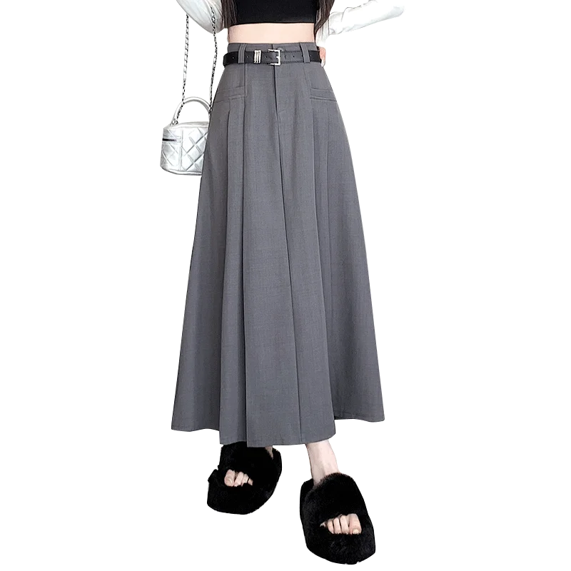 A-Linie-Midirock-Anzug mit hoher Taille, College-SLE-Damen-Sommer-2025, neuer Faion, vielseitiger mittellanger Rock für alle Jahreszeiten