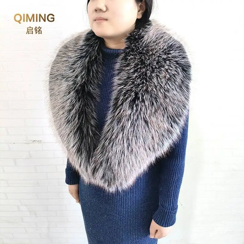 Autumn Winter Female Faux Fur Collar Fluffy Imitation Fox Fur Scarf Fake Raccoon Large Furry Shwal Neck Warmer Women Decoration