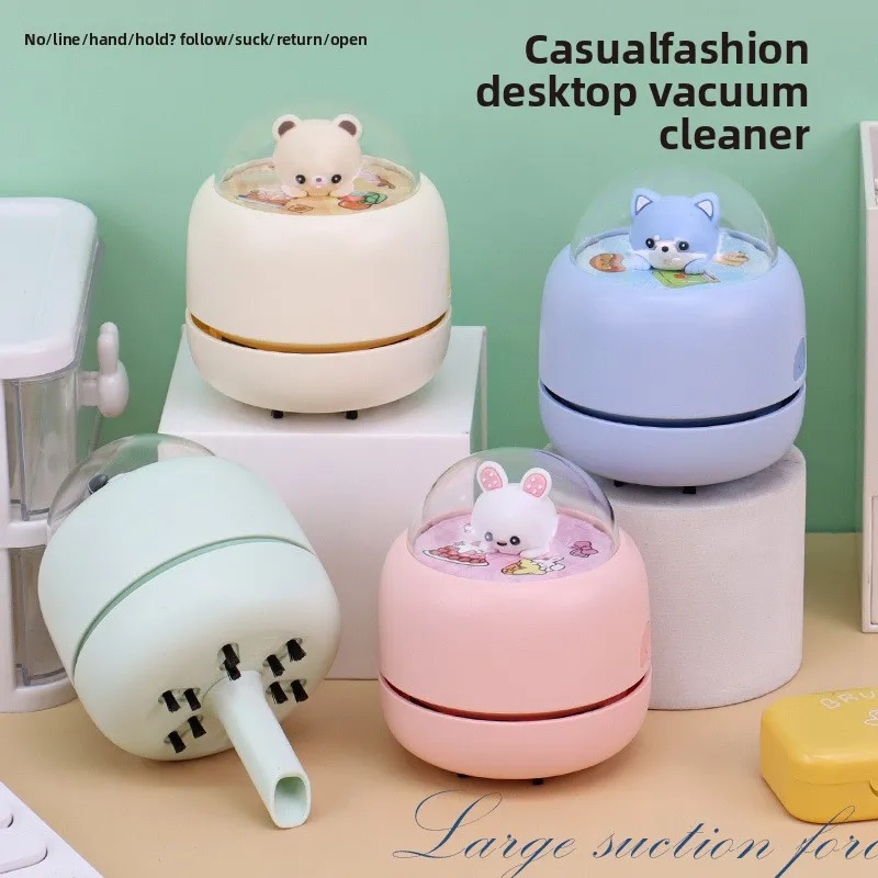 Wireless Desktop Vacuum Cleaner for Kids Students 3 Speed USB Type C Charging Eraser Pencil Dust Cleaner