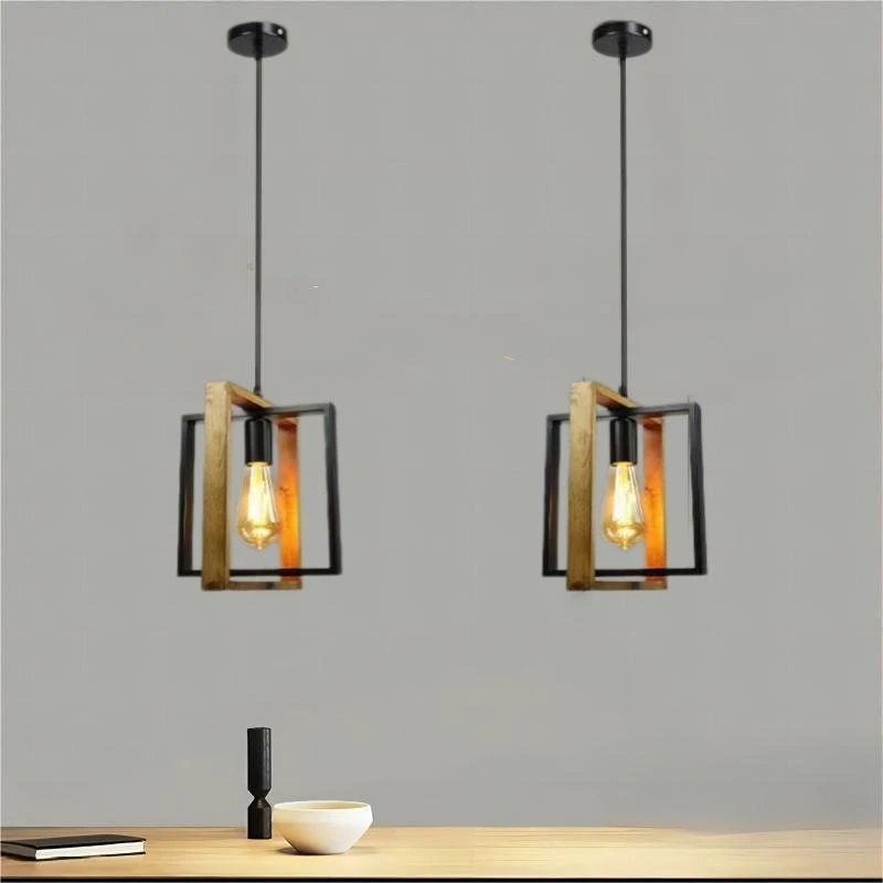 

American Chandelier Lamp Retro Iron Wood Pendant Lamp Bar Restaurant Lamp Creative Hanging Light Household Luminaire Appliance