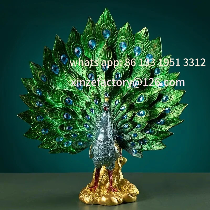 

Customizable European porch creative retro handicrafts peacock TV cabinet ornament modern home wine cabinet decoration