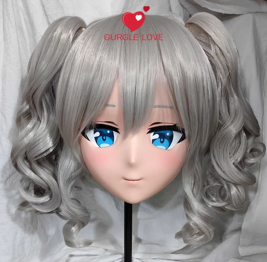 

(GLb0348)Customize Character Female Girl Resin Half Head Crossdress Cosplay Japanese Anime Role Kigurumi Mask With Eyes And Wig