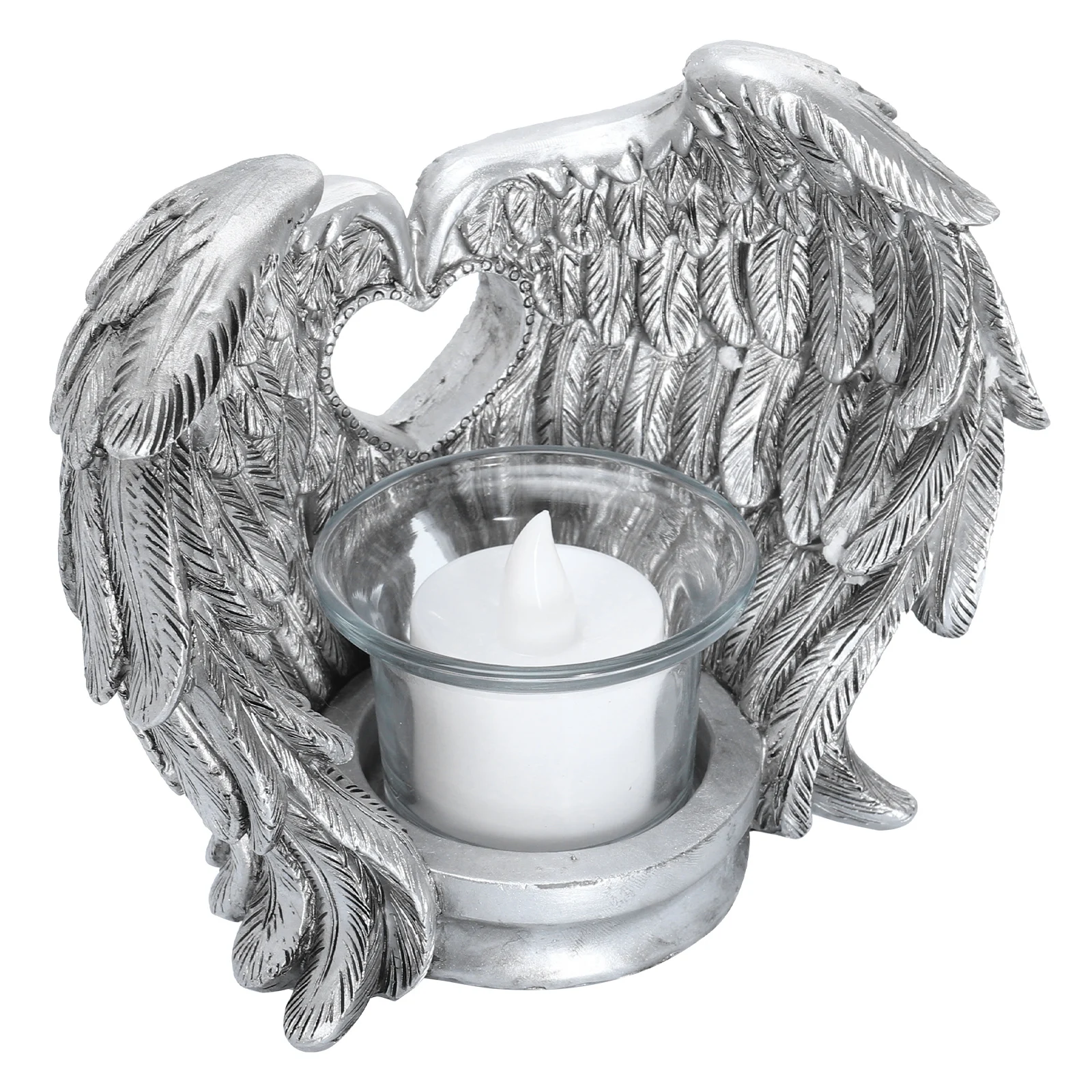 

1Set Angel Wing Holder Resin Vintage Style Decorative Candlestick for Home Church Decoration Memorial Gift Flameless