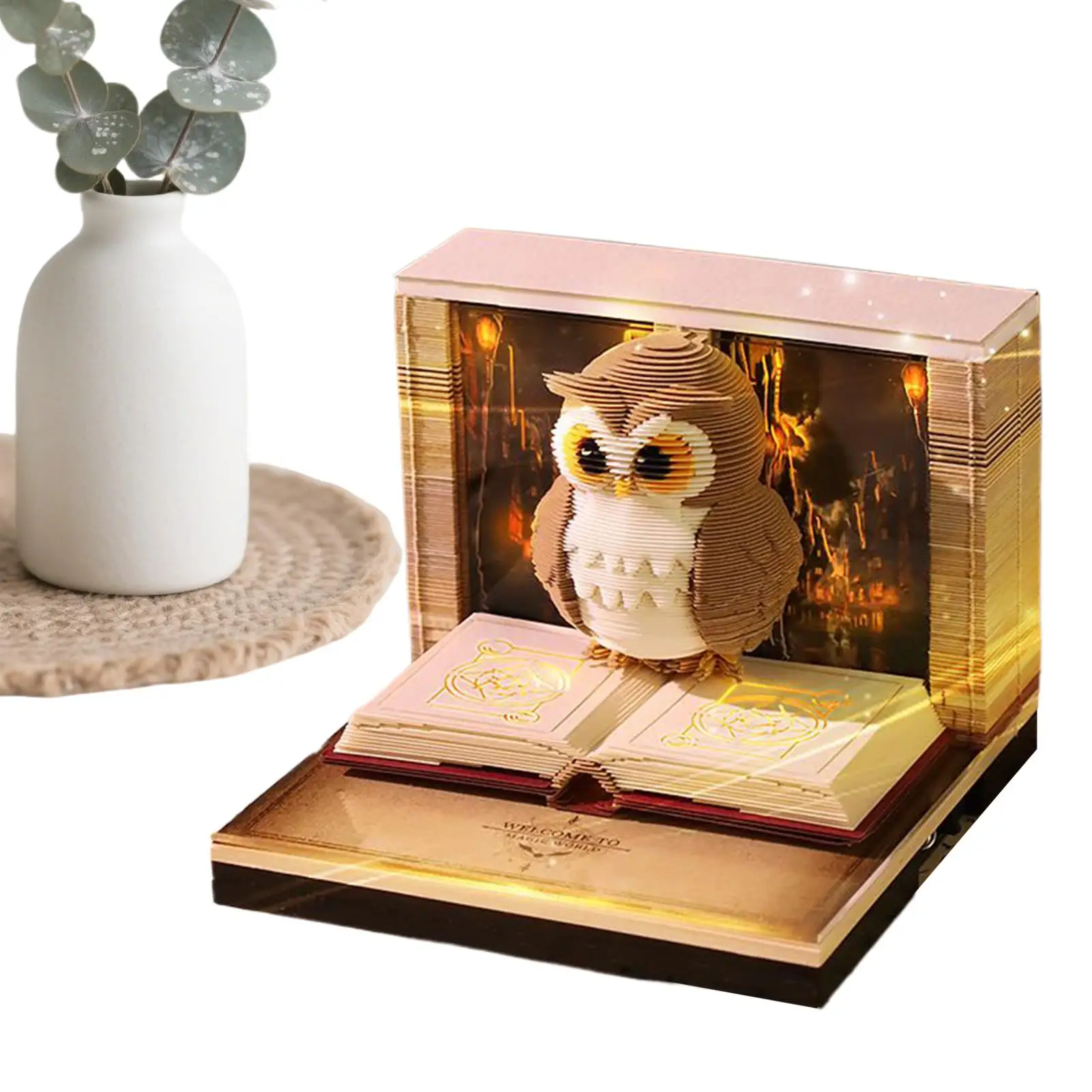 

3D Tear Away Owl Calendar 2026 Mini Desk Calendar Carving Time Piece Notepad Thanksgiving Christmas Housewarming Office Decor