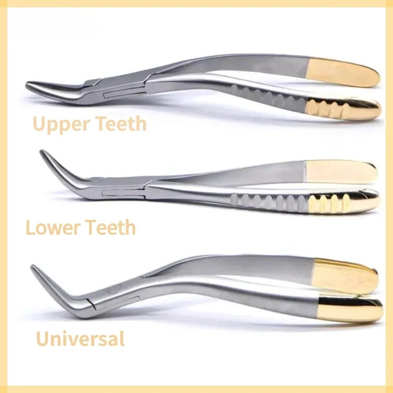 1PC Dental Residual Root Tweezers Tooth Extraction Forceps Curved Maxillary Mandibular Teeth Universal Pliers Dentist Tools