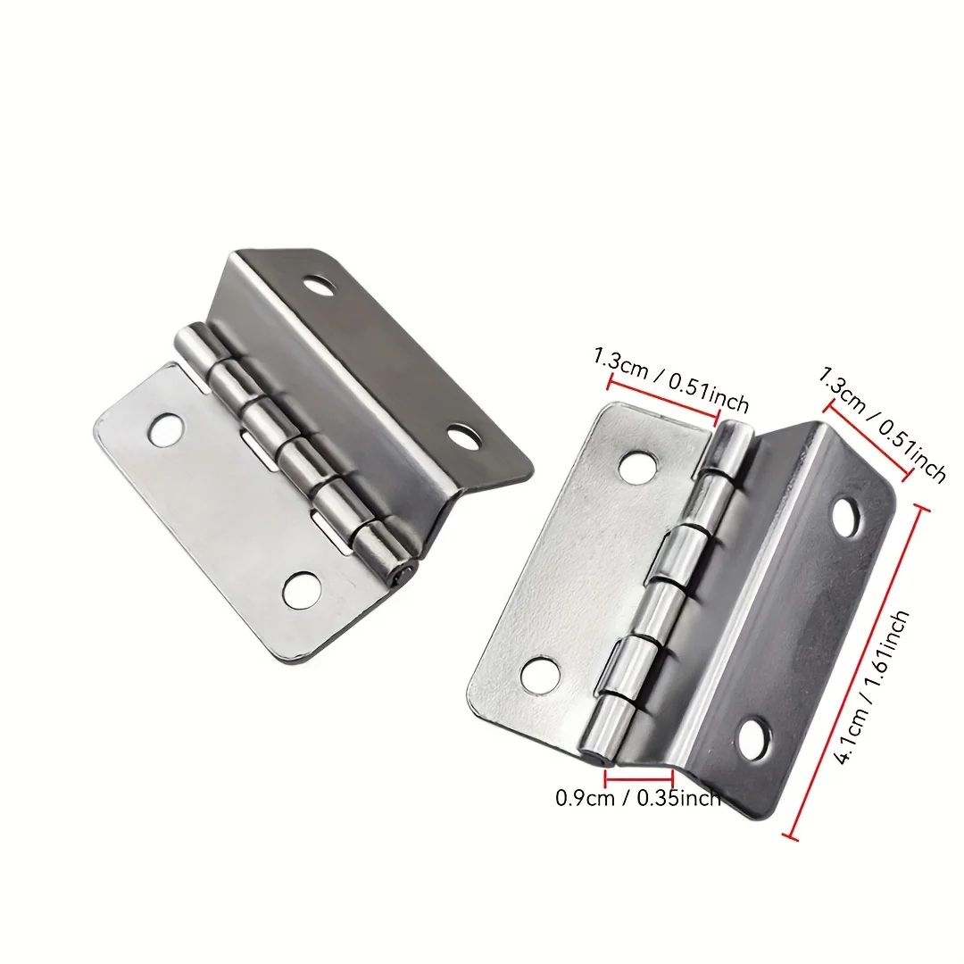 6pcs Tri-Fold Hinge Cabinet Door Hinge Wooden Box Hinge Nickel Plated Silver Furniture Hardware Accessories