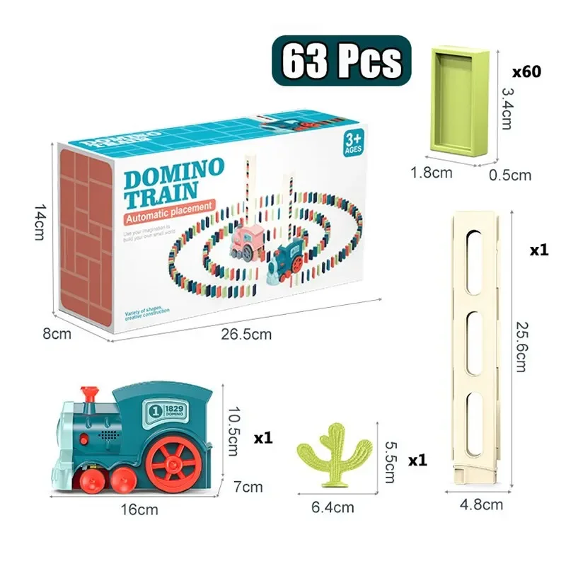 Automatic Laying Domino Train Electric Car Brick Blocks Kits Creative Games Intelligence Educational DIY Toys Kids Birthday Gift