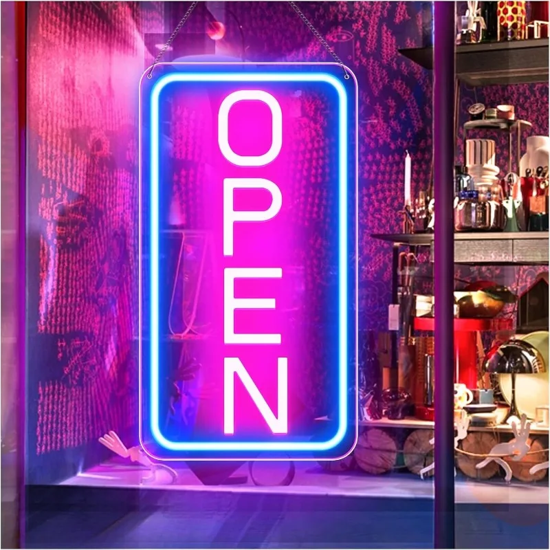 Open Neon Sign for Business Window,USB Powered Led Neon Sign Lamp Dimmable Open Light Up Signs for Wall,Shop,Hotel Decoration