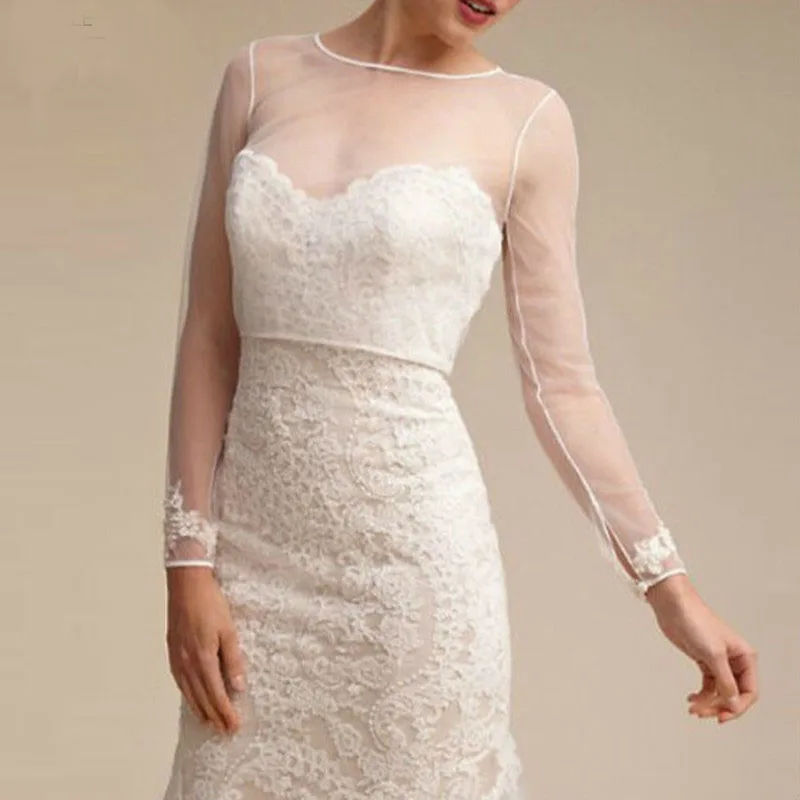 Customized bridal wedding shawl, simple long sleeved wedding lace jacket, wedding accessories
