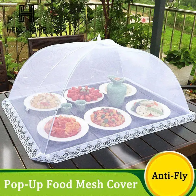 Mesh Pop-Up Food Cover Folding Food Cover Tent Dome Net Umbrella Picnic Kitchen Mesh Anti Fly Mosquito Umbrella Kitchen Gadgets