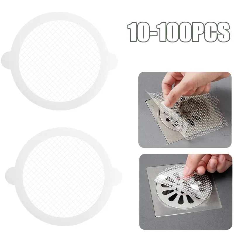 10-100PCS Disposable Floor Drain Sticker Shower Drain Hair Catcher Cover Sink Drain Hair Blocker Bathtub Mesh Filter Sticker