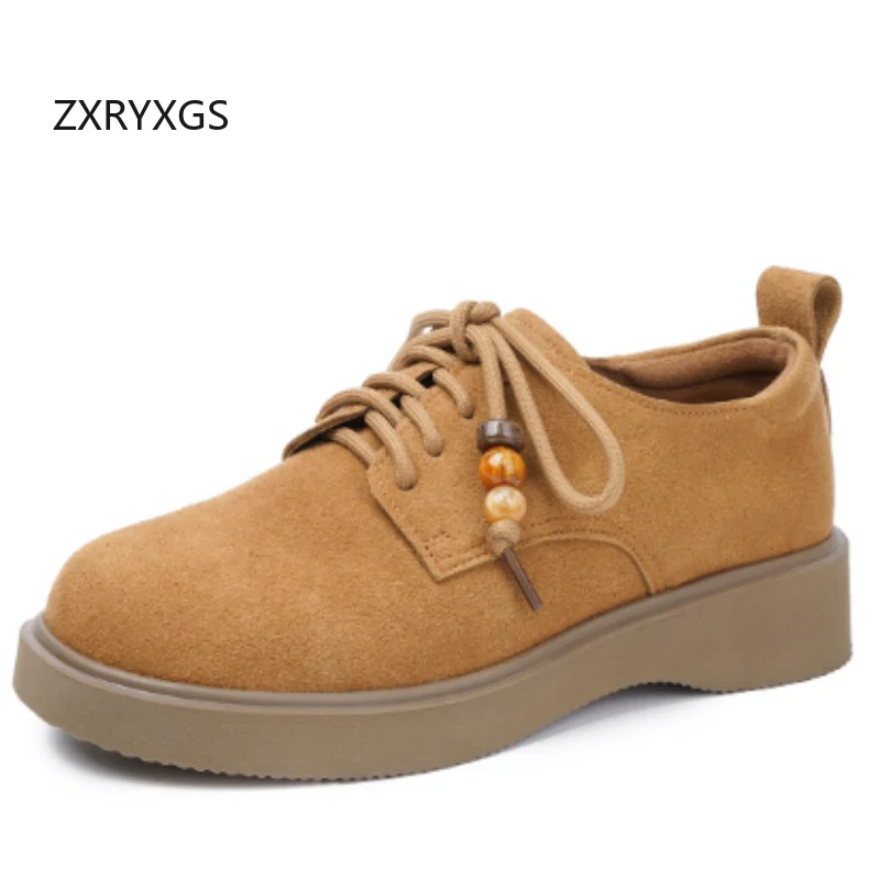 

ZXRYXGS 2025, женская обувь на плоской подошве из матовой воловьей кожи на шнуровке, удобная теплая обувь из натуральной кожи, темпераментная элегантная зимняя обувь для снега