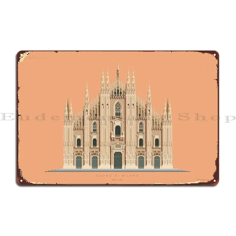 Placa de Metal Duomo Di Milano, Pôster Vintage Personalizado para Garagem, Placa de Lata Impressa