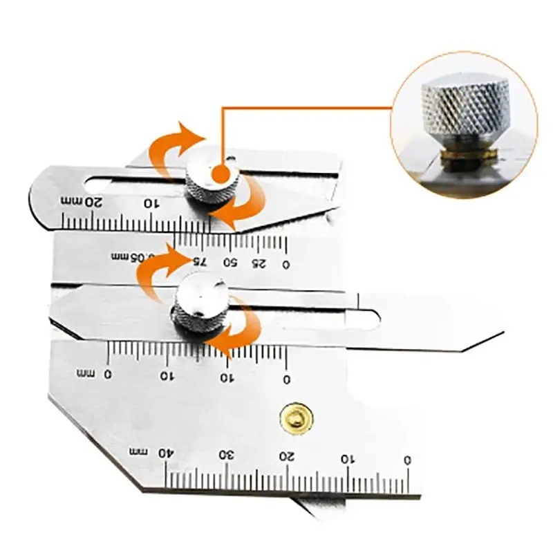 1PC HJC40/HJC40B Groove Angle Undercut Depth Ruler Welding Gauge Stainless Steel Weld Test Ruler Measuring Gauge 0-40mm 5-40mm