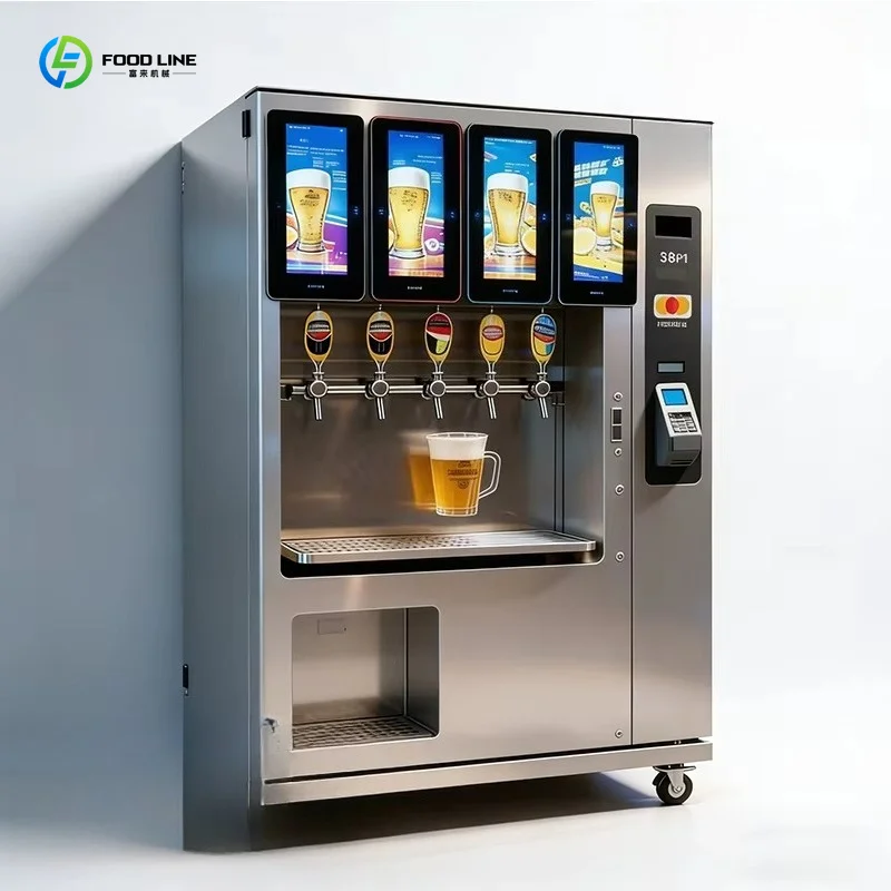 Fresh Draft Beer Vending Machine Stainless Steel Smart Touch Display Built-In Change Dispenser SDK Solution For Party Events