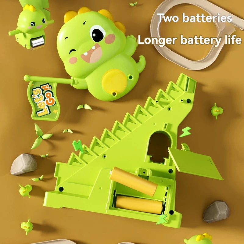 Hot New Dinosauro Scala Arrampicata Luci lampeggianti e musica Montagne russe Pista Giocattolo Genitore Bambino Giocattoli interattivi per scale mobili