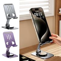 Rotating Phone Stand Metal Foldable Tablet Holder Portable Phone Stand Space-Saving Cell Phone Support for E-Book Readers Camera