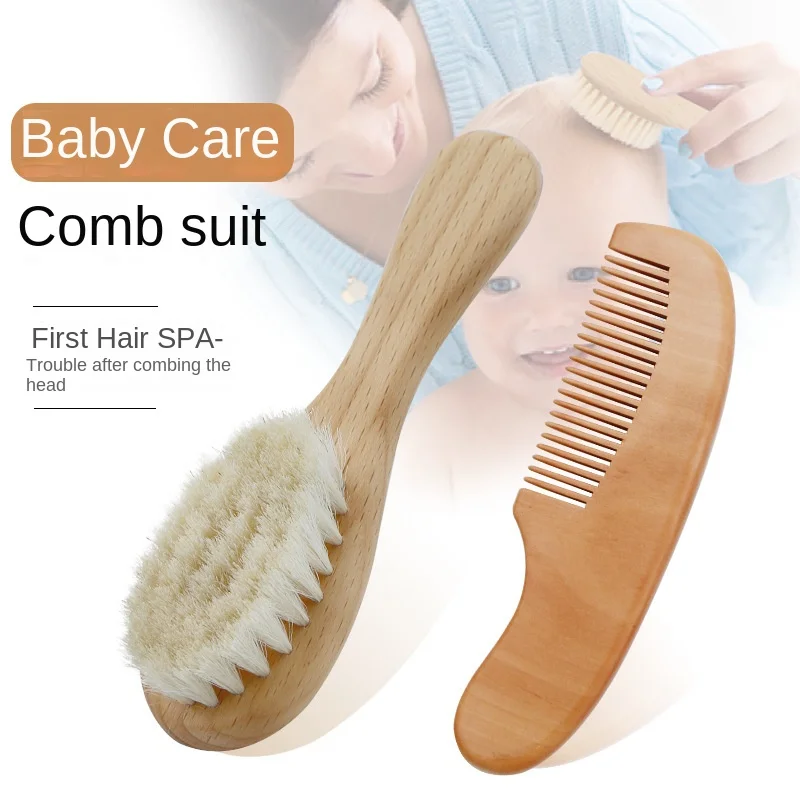 Wooden Baby Hair Brush Comb Soft Baby Bath Brush Clean Hair Body Gentlely Baby Protect Shower Baby Wash Care Tool