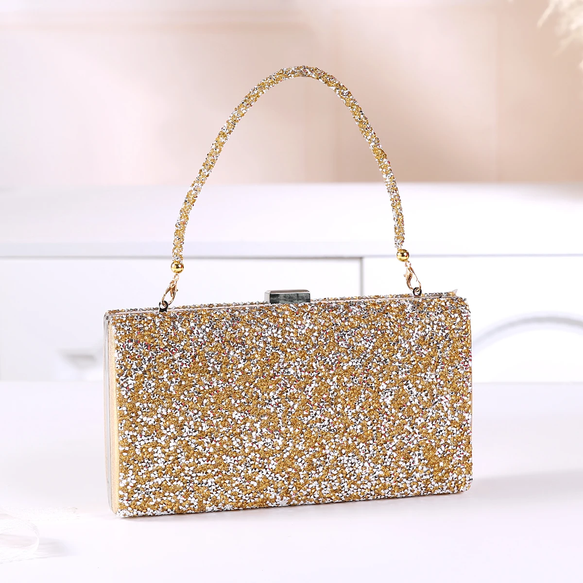 Fashion Designer Women Evening Bag Rhinestone Silver Gold Clutches Ladies Banquet Wedding Dinner Long Purse Female Handbag