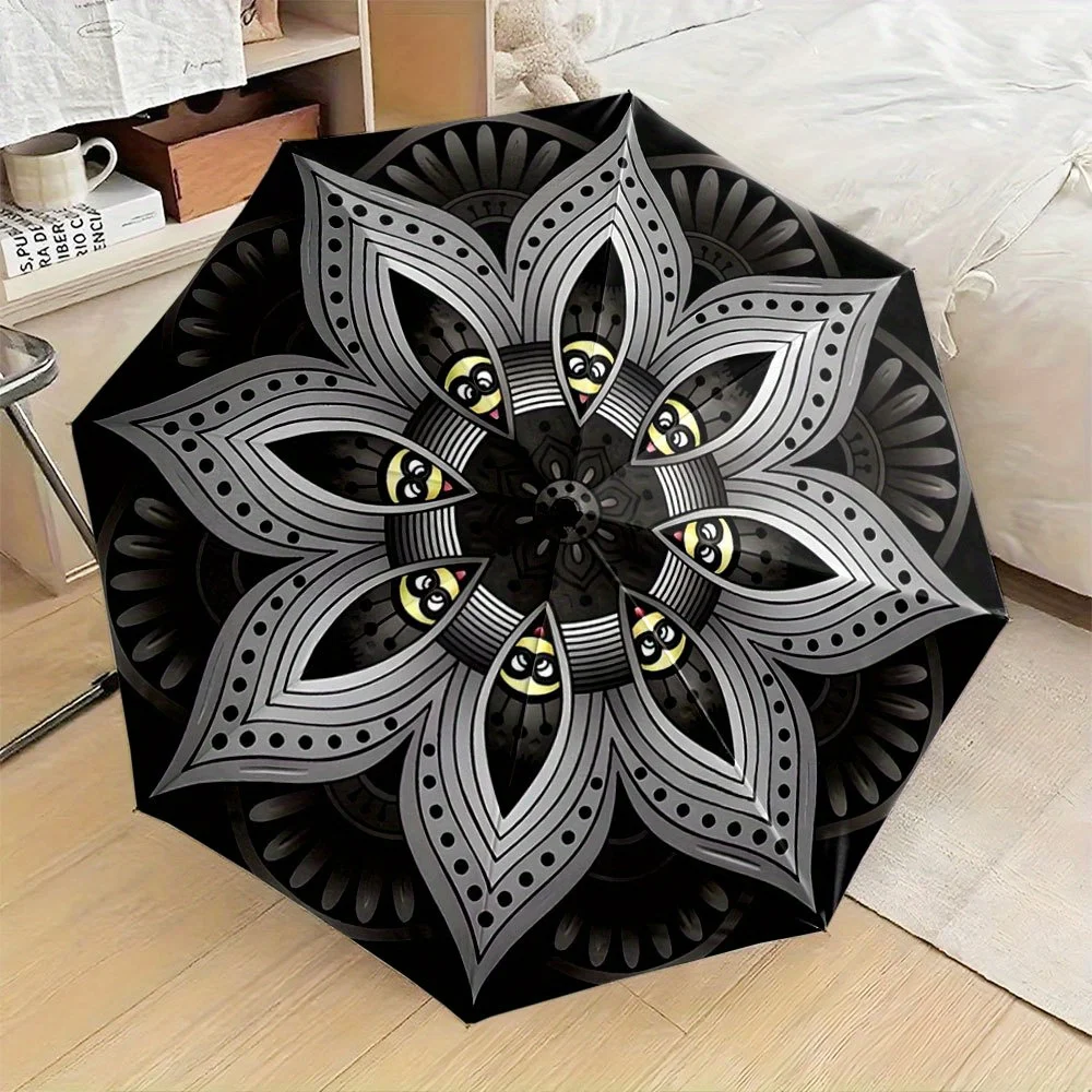 

Этот компактный зонт с геометрическим цветочным узором, украшенный повторяющимися мотивами улыбающихся лиц, напоминающими улыбки ЧаЧа.