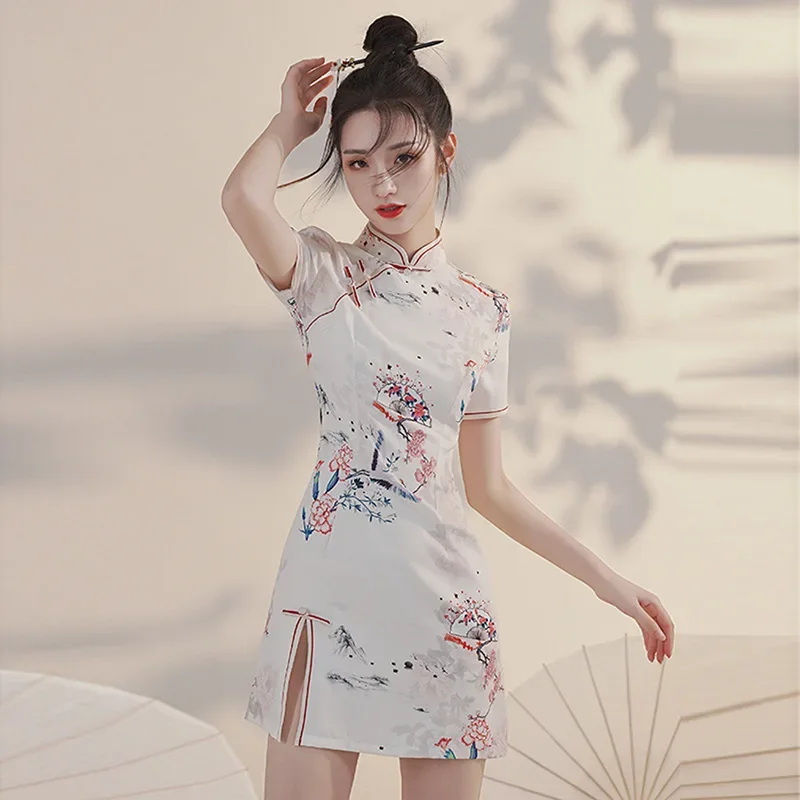 

Improved cheongsam 2024 new women's summer national fashion new young girl small short dress