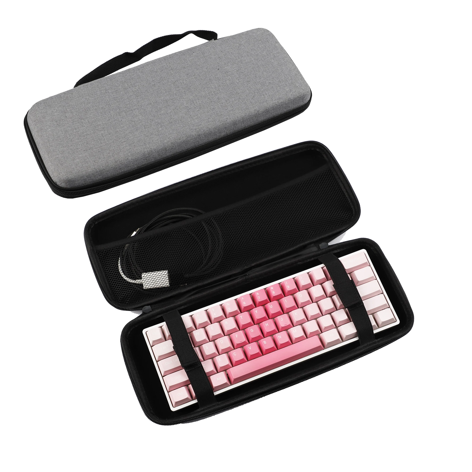 YMDK Gray EVA Hard Carrying Case Shockproof Waterproof Protective Travel Storage Portable Bag for Mechanical Keyboard Mouse