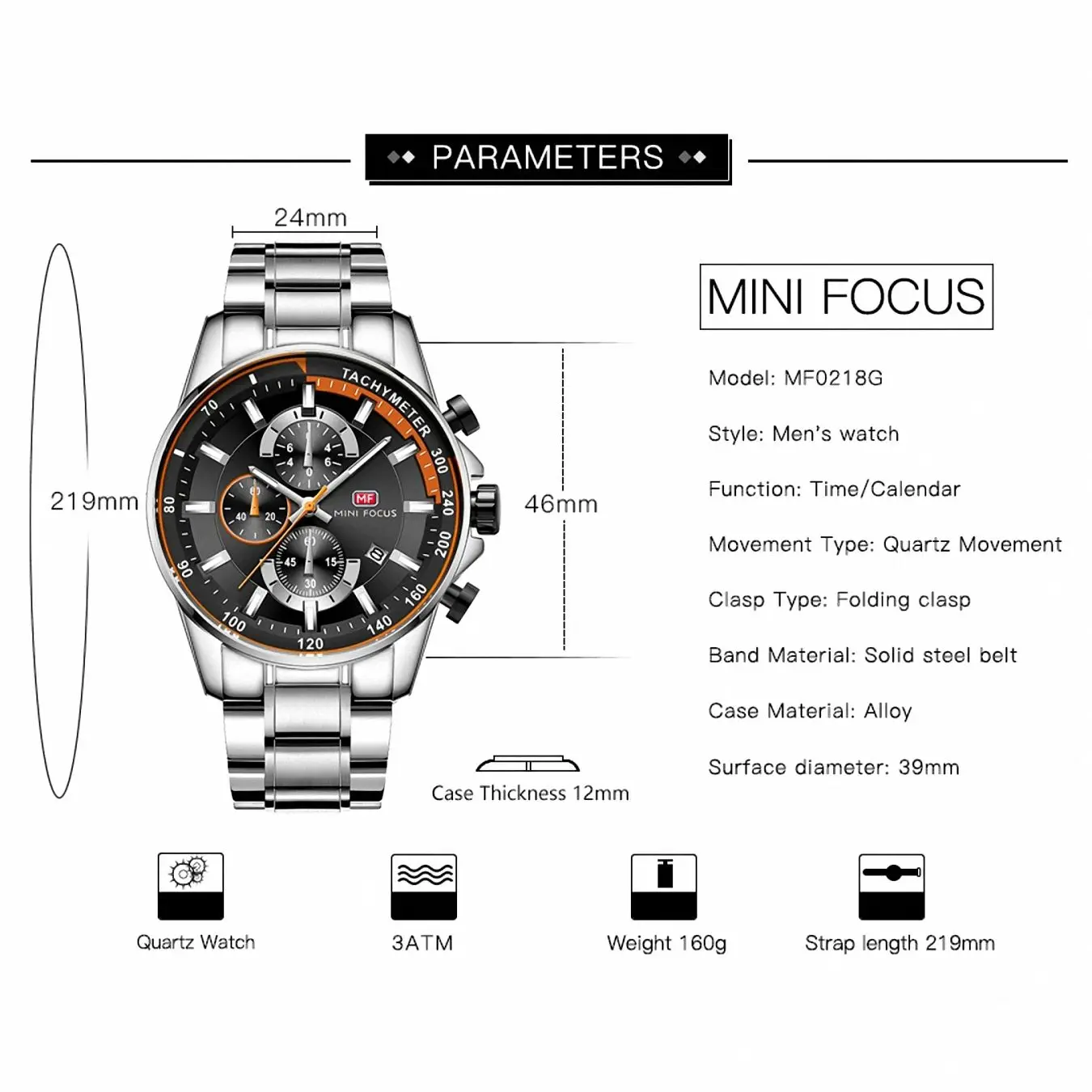 MINI FOCUS Sports Chronograph Mens Watch Fashion Multifunction