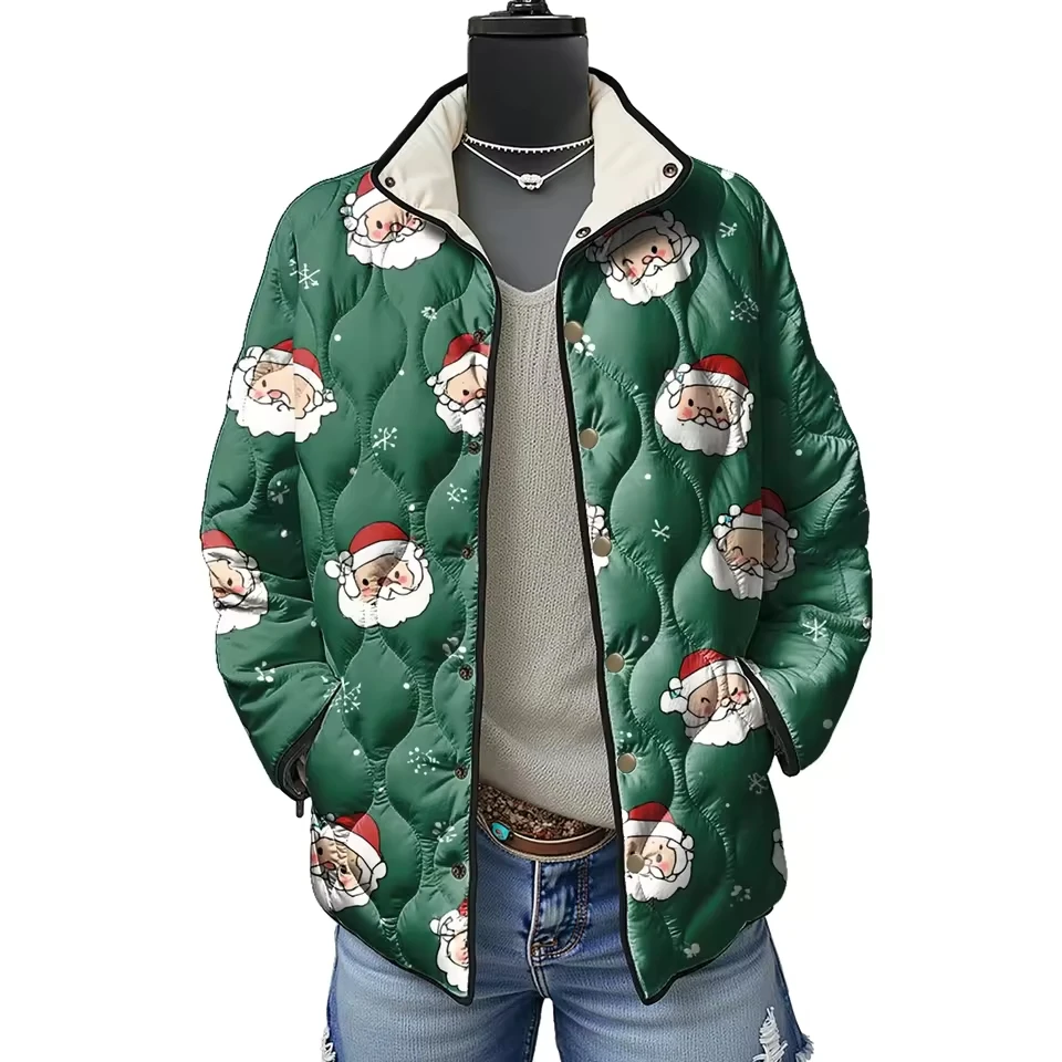 

Women'S Halloween Printed Casual Fashion Warm Cotton Cashmere With Stand Up Collar Versatile s