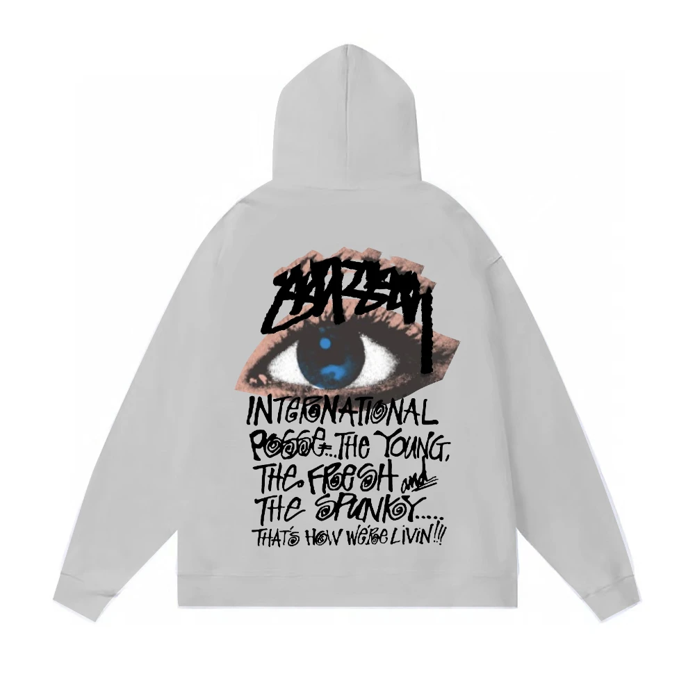 New Designer Eye Pattern Printed Cotton Trendy Brand American Street Men\'s Women\'s Sweater Casual Loose Versatile Couple Hoodie