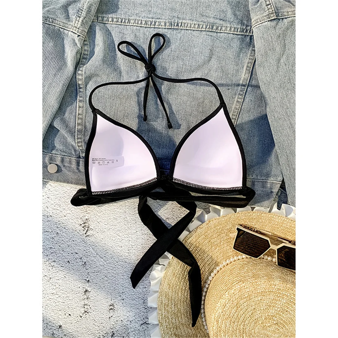 XS - XL Sexy Neckholder-BH mit Push-up-Effekt, Bikini-Oberteil, Damen-Badeanzug, Badebekleidung, Badeanzug, einfarbiges Strand-Oberteil V7019H – Detail 24
