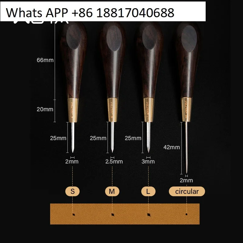 Ebony awl rhombus cone leather tools hand stitching cone needle leather goods sewing awl puncture