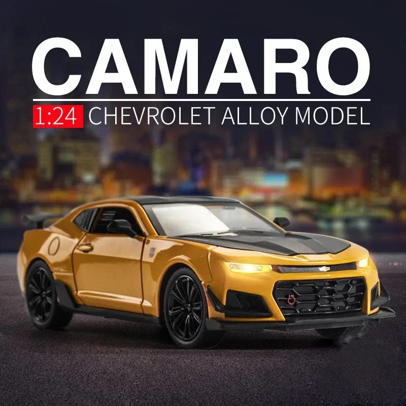 1/24 Legering Gegoten Camaro Sportwagen Model Speelgoed Voertuig Simulatie Geluid Licht Trek Collectie Speelgoed Geschenken