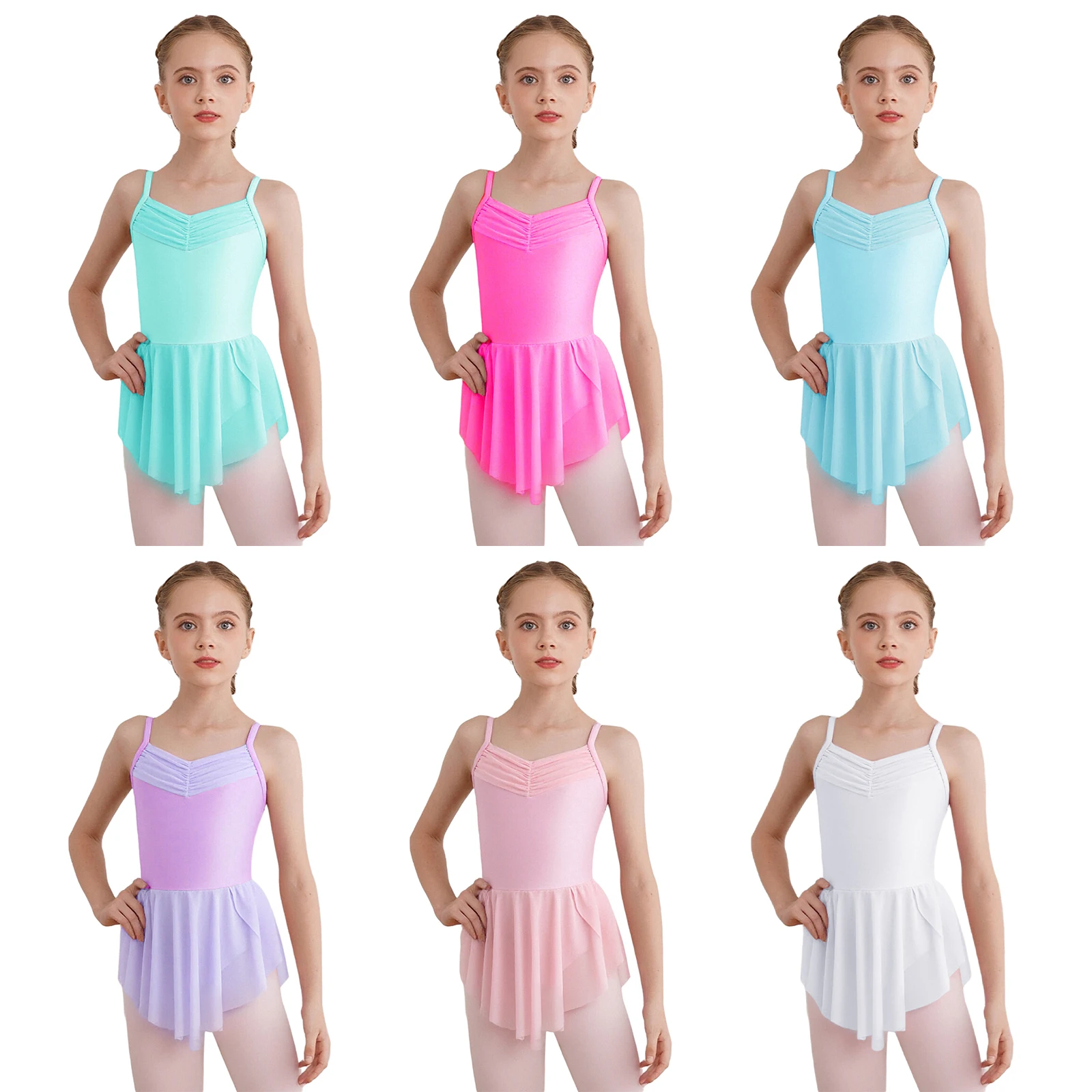 Vestido de leotardo de gimnasia y Ballet para niñas, bragas integradas, vestido de baile, disfraz de práctica de actuación, Ropa de baile de patinaje artístico