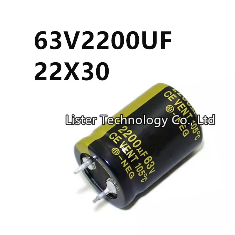 2pcs/lot 63V 2200UF 63V2200UF 2200UF63V volume: 22X30 mm audio power amplifier inverter aluminum electrolytic capacitor